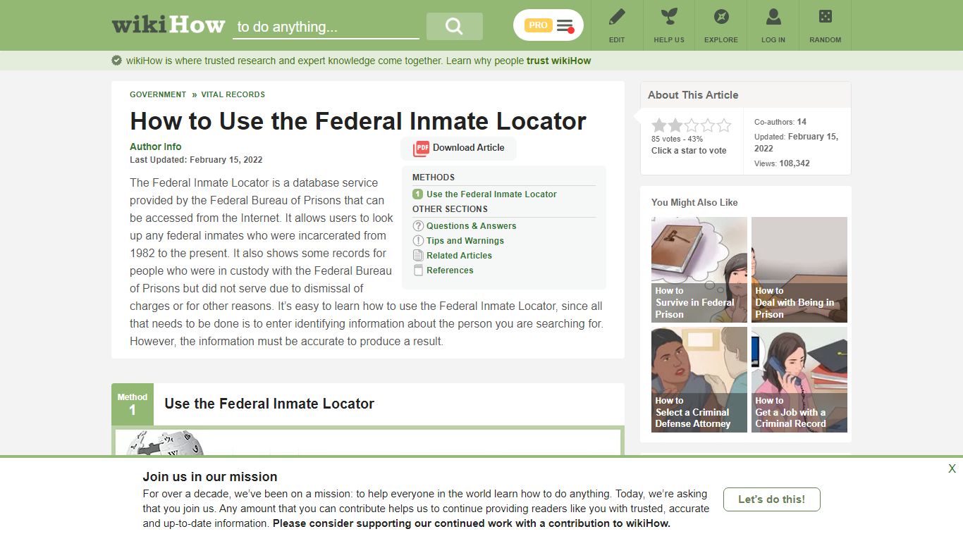 How to Use the Federal Inmate Locator: 7 Steps (with Pictures) - wikiHow